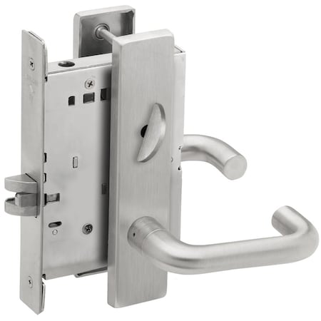 Schlage Grade 1 Bed Bathroom Privacy Mortise Lock, 03 Lever, L Escutcheon, Satin Chrm Fnsh, Field Reversible L9040 03L 626
